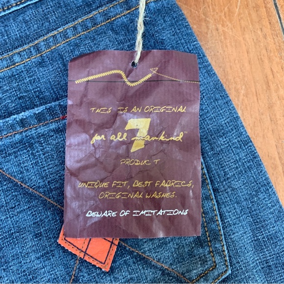 7 For All Mankind 7FAM Dojo Argyle Jeans Wide Leg Flare Dark Wash Low Rise - Picture 12 of 13